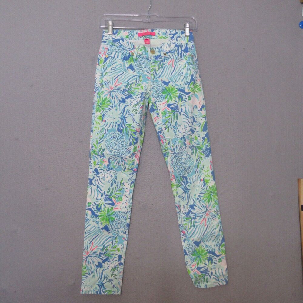 Lilly Pulitzer Pants 00 Floral South Ocean Lion Around Skinny Colorful